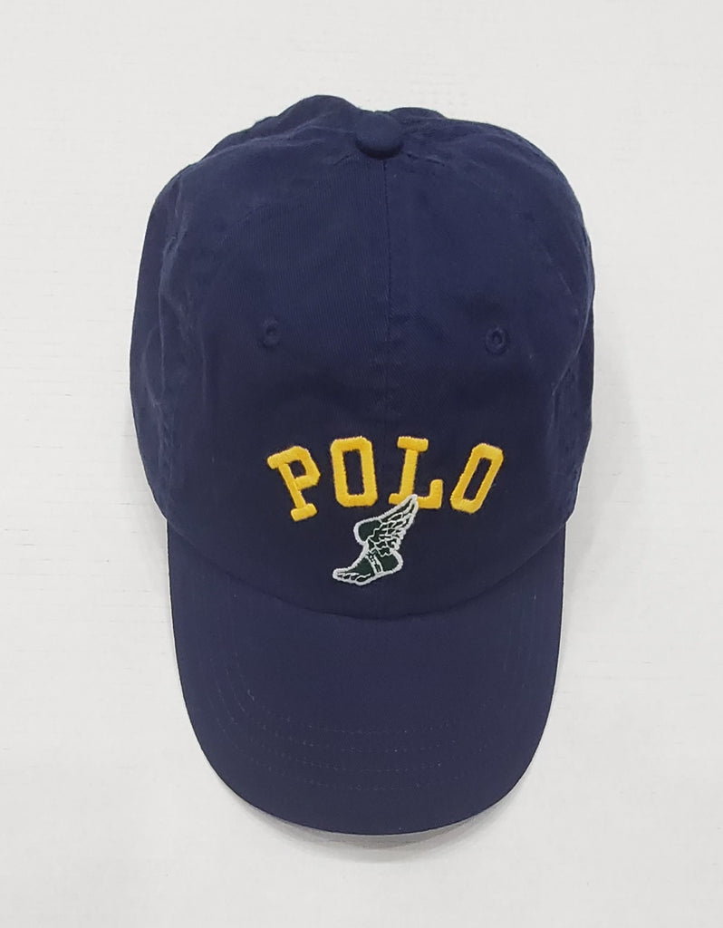 Nwt Polo Ralph Lauren Navy P-Wing Leather Strapback Hat