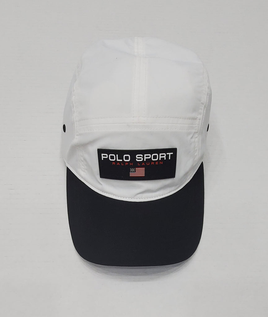 Nwt Polo Ralph Lauren White/Black Polo Sport 5 Panel Nylon Hat