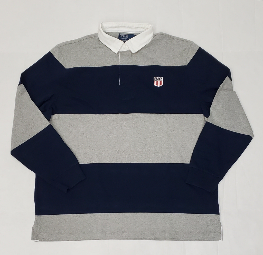 Nwt Polo Ralph Lauren Grey Stripe K-Swiss Classic Fit Rugby