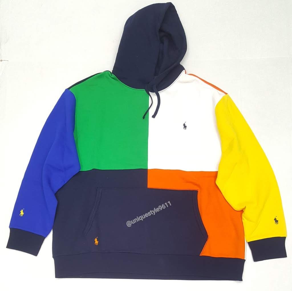 Nwt Polo Big & Tall Color Block Fleece Pullover Hoodie