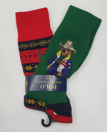 Nwt Polo Ralph Lauren Red RL/American Flag Bear Socks