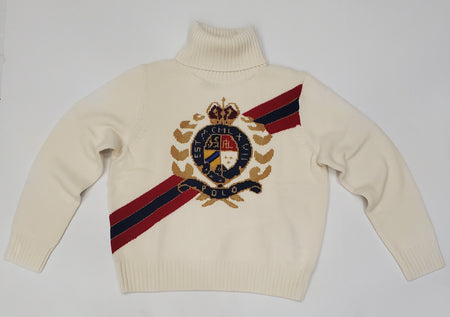 Nwt Polo Ralph Lauren Women's Cream Toggle Jacket Rolled Crewneck Cotton Teddy Bear Sweater