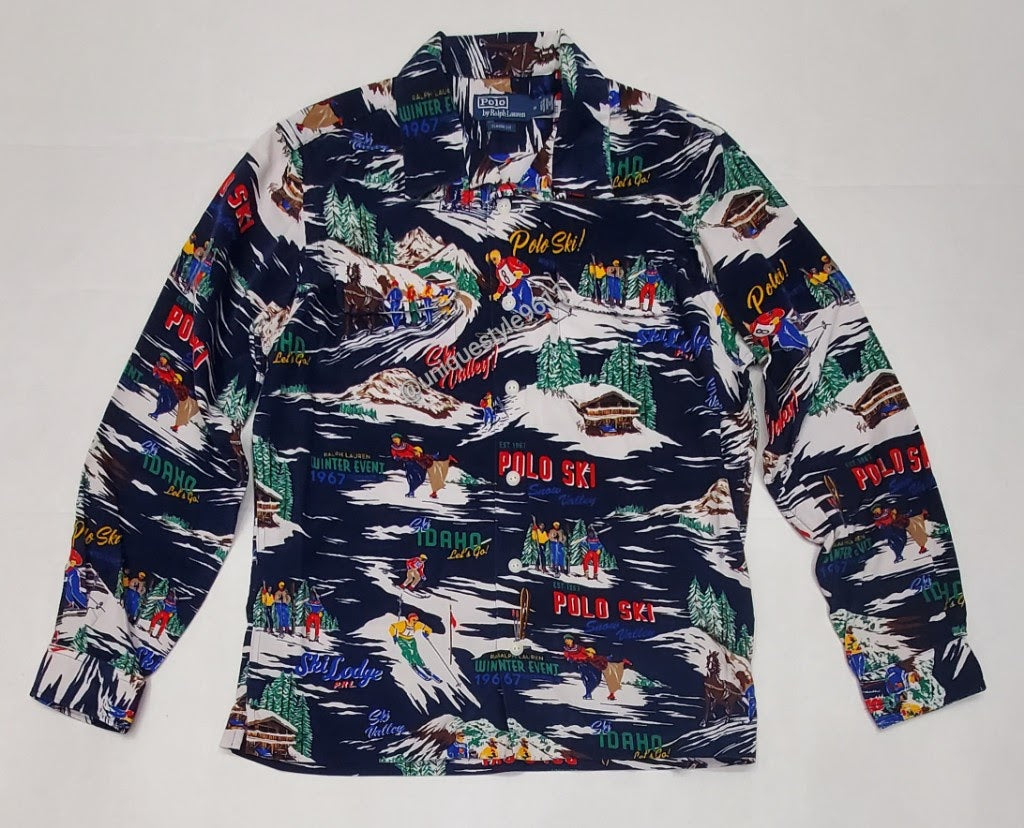 Nwt Polo Ralph Lauren Allover Ski Print Classic Fit L/S Button Up