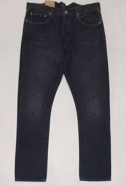 Nwt Polo Ralph Lauren Black Wash Varick Slim-Fit Straight All-Over Pony Jeans - Unique Style