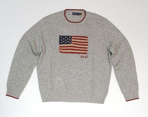 Nwt Polo Ralph Lauren Khaki RL67 American Flag Sweater