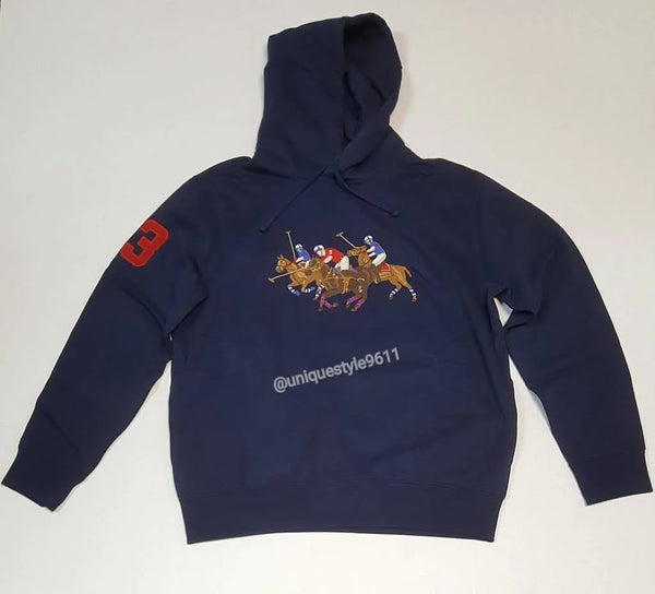 Nwt Polo Big & Tall Navy Triple Pony Hoodie - Unique Style