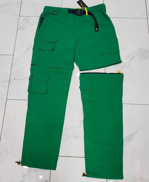 Nwt Polo Ralph Lauren Green Nylon Multi Pocket Convertible 2 in 1 Pants - Unique Style
