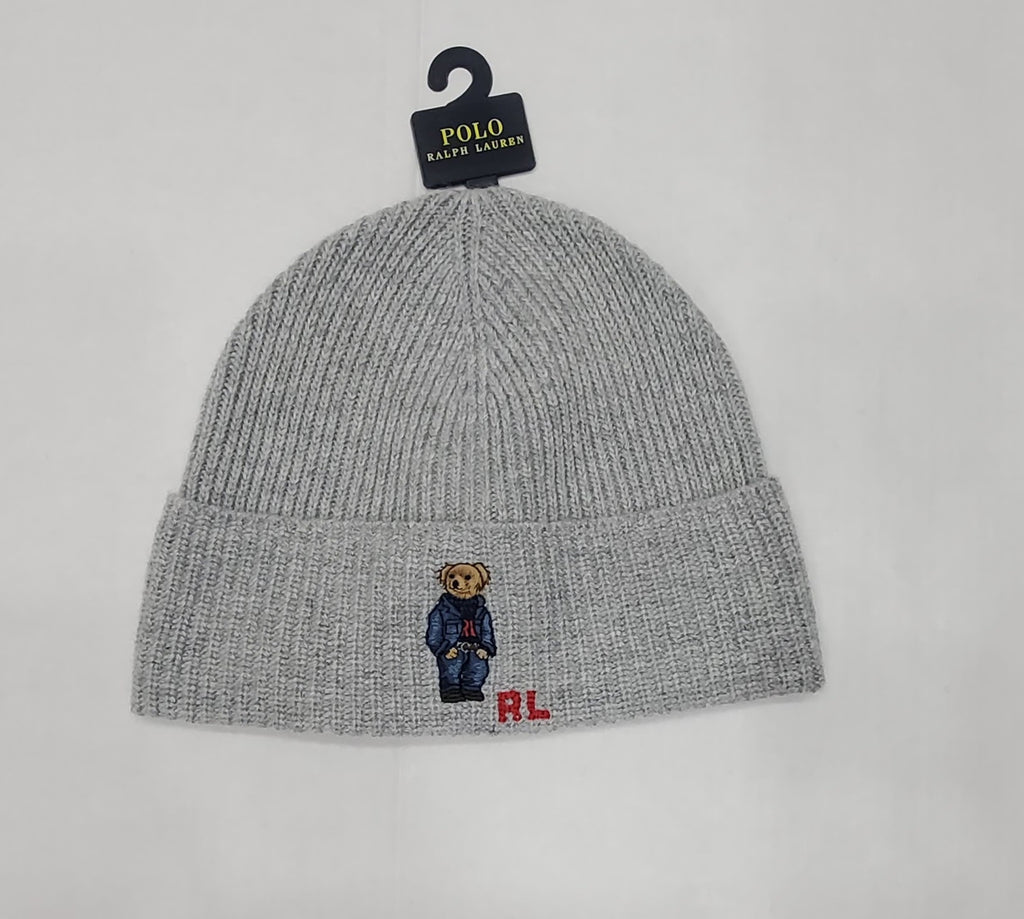 Nwt Polo Ralph Lauren Grey American Flag RL Teddy Bear Embroidered Skully