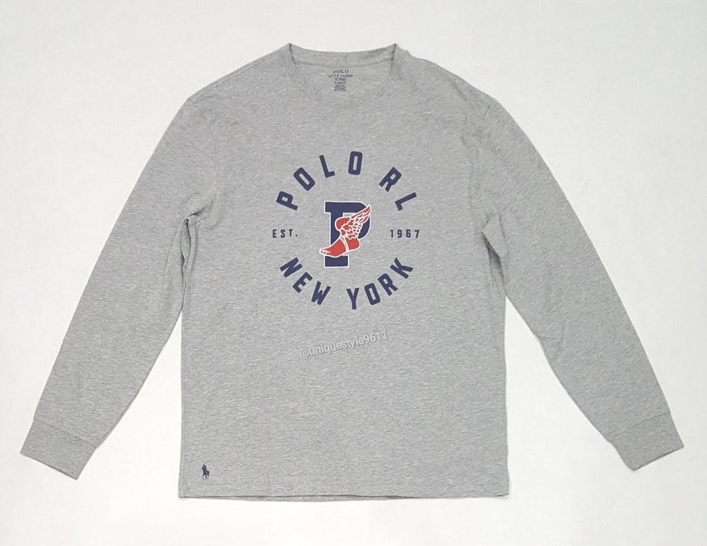 Nwt Polo Ralph Lauren Grey P-Wing New York 1967 Classic Fit Long Sleeve Tee