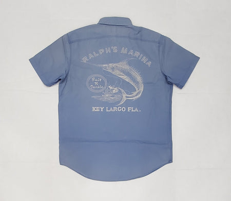Nwt Polo Ralph Lauren Blue Marlin Classic Fit Camp Short Sleeve Button Up