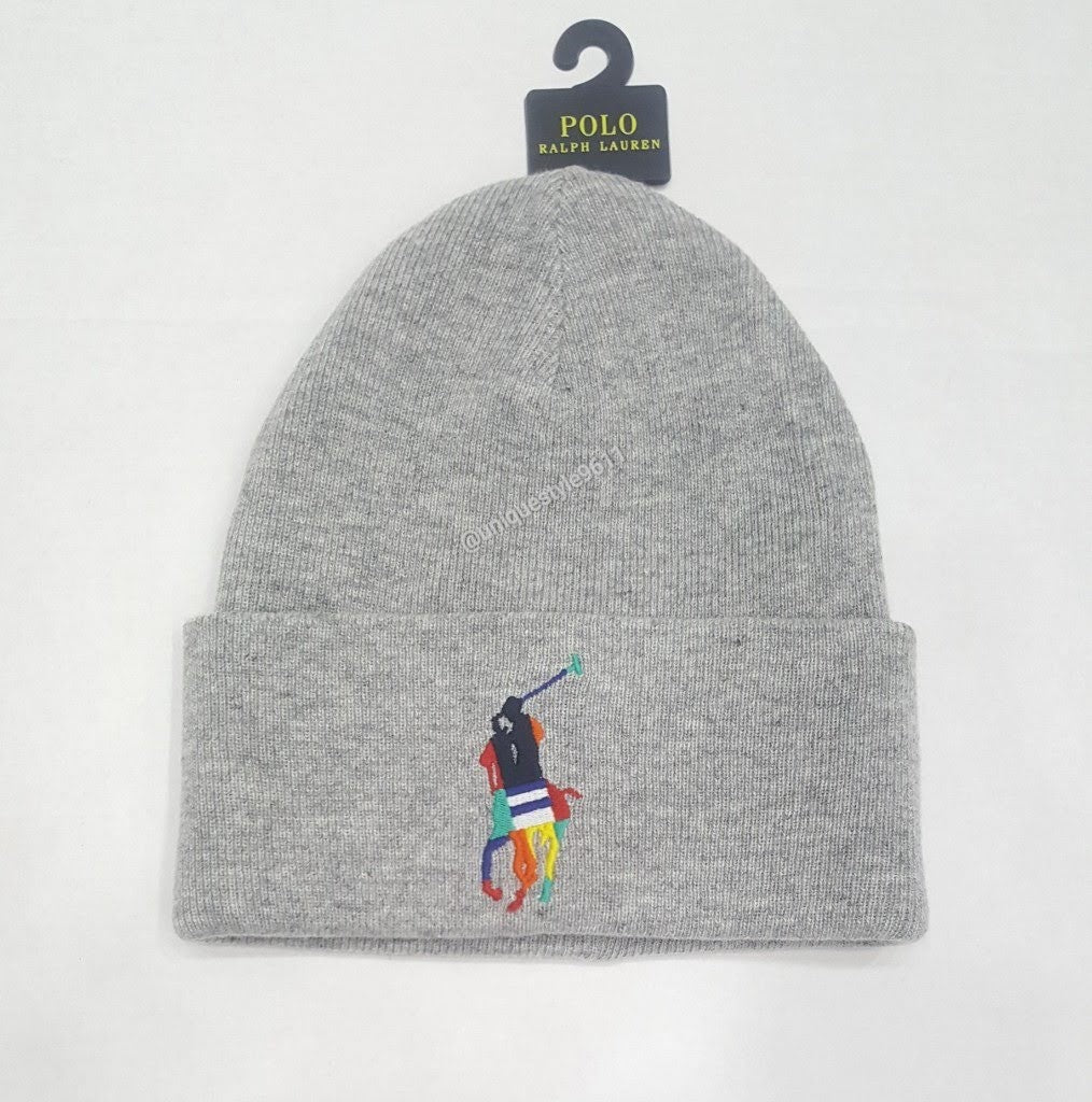 Nwt Polo Ralph Lauren Grey/Navy Big Pony /Small Pony Reversible Skully