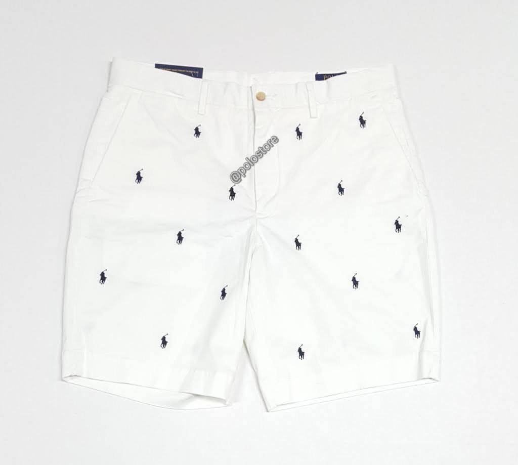 Nwt Polo Big & Tall White Allover Print Small Pony Shorts