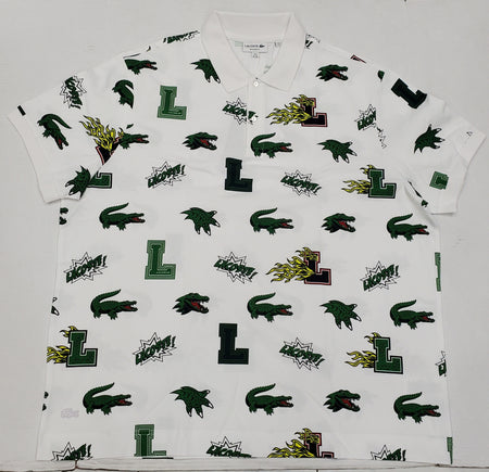 Lacoste Allover Print Green Regular Fit Polo