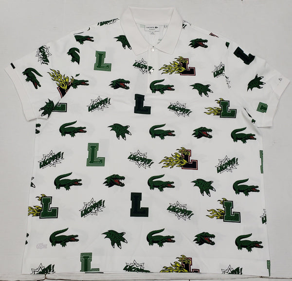 Lacoste Allover Print White Regular Fit Polo - Unique Style