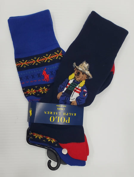Nwt Polo Ralph Lauren Red RL/American Flag Bear Socks