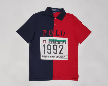 Nwt Polo Ralph Lauren Black/White/Red  USA Alpine Patch Classic Fit Polo