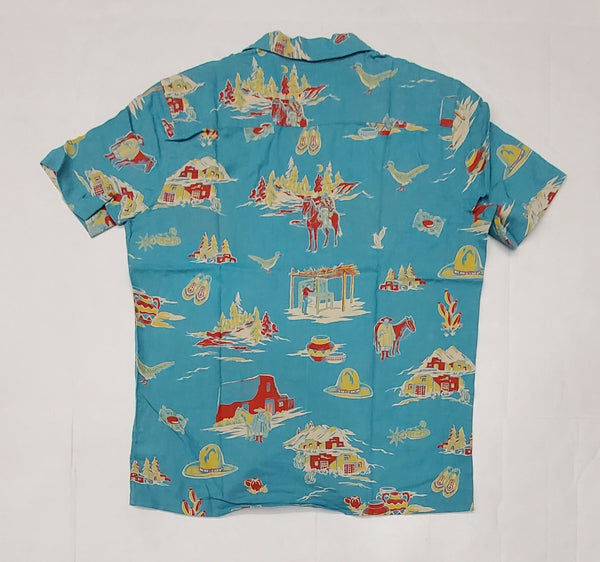 Nwt RRL Graphic Print Linen Blend Short Sleeve Button Down - Unique Style