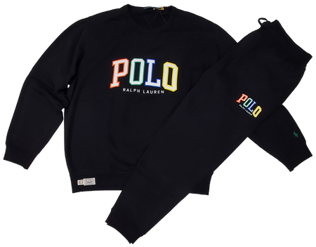 Nwt Polo Ralph Lauren Black Spellout Logo Fleece Sweatsuit