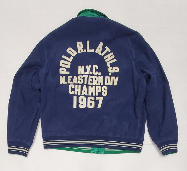 Nwt Polo Ralph Lauren Reversible Green Satin New York State Champs /Navy Corduroy P Patch 67 Jacket - Unique Style