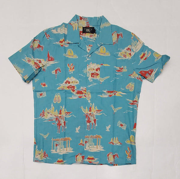 Nwt RRL Graphic Print Linen Blend Short Sleeve Button Down - Unique Style