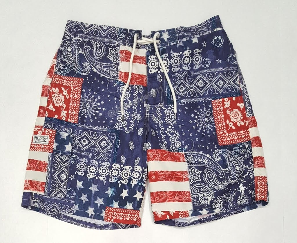 Nwt Polo Ralph Lauren Stars Stripes Bandana Swim Trunks