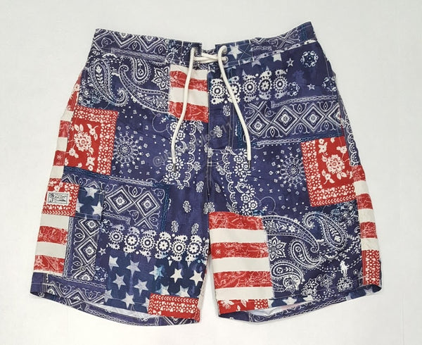 Nwt Polo Ralph Lauren Stars Stripes Bandana Swim Trunks - Unique Style