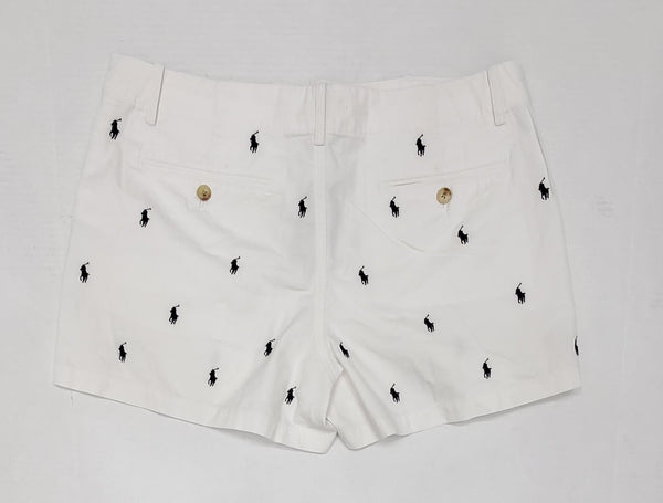Nwt Polo Ralph Lauren Womens White Allover Small Pony Embroidered Shorts - Unique Style