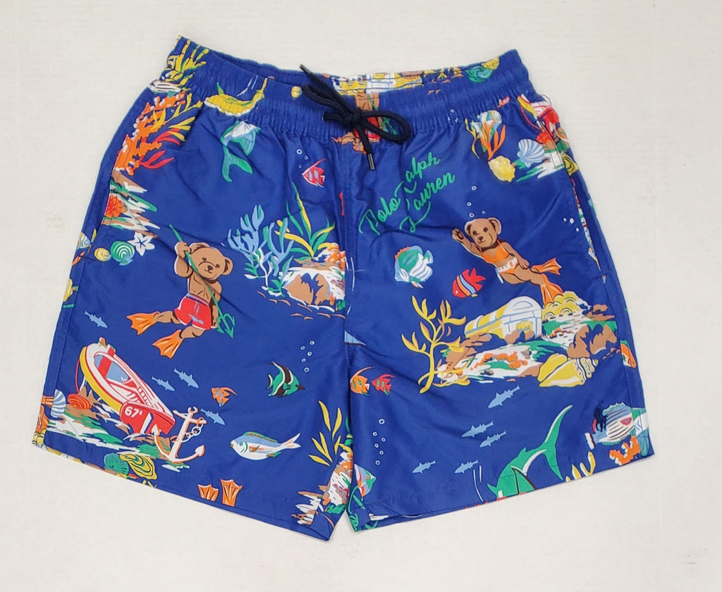 Nwt Polo Ralph Lauren Multi Allover Bear Print Swim Trunks