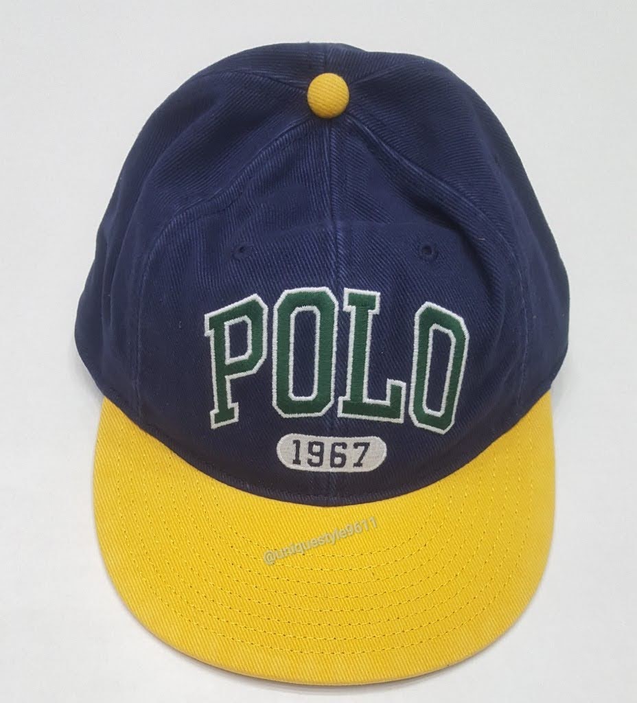 Nwt Polo Ralph Lauren Navy/Yellow 1967 Adjustable Strap Back Hat