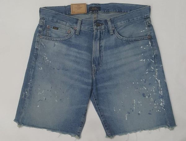 Nwt Polo Ralph Lauren Lt Blue Jean Paint Rips Classic Fit Shorts - Unique Style