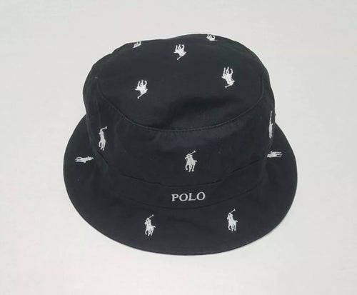 Nwt Polo Ralph Lauren Black  Allover Pony Bucket Hat - Unique Style