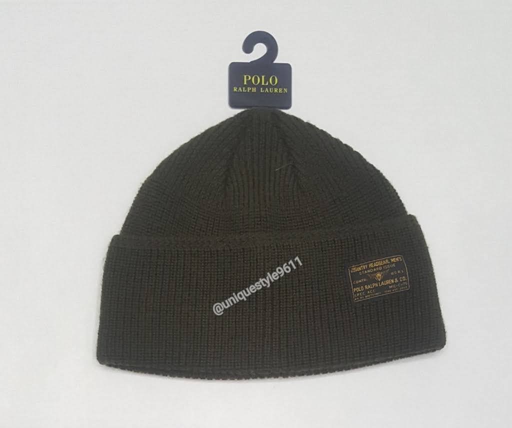 Nwt Polo Ralph Lauren Olive Infantry Headgear Patch Skully