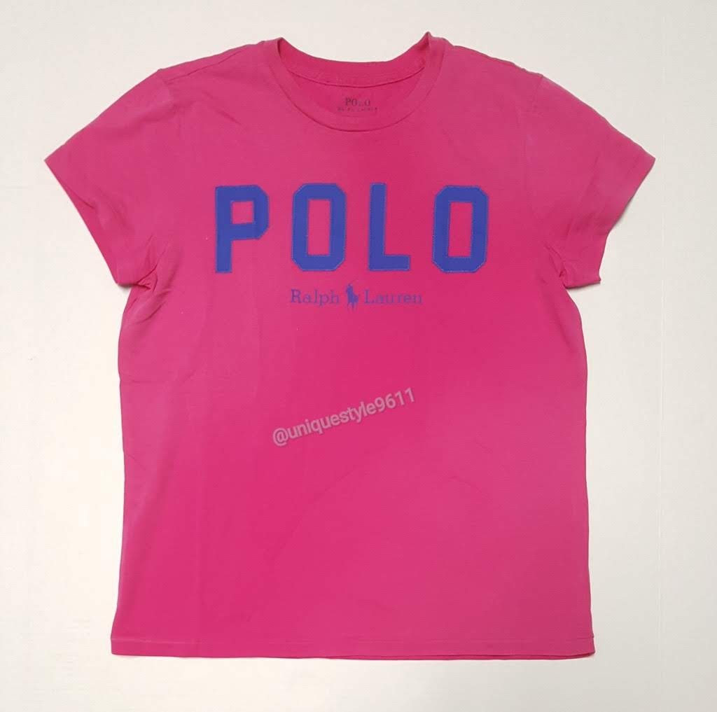 Nwt Polo Ralph Lauren Women Pink Embroidered Spellout Tee