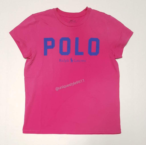 Nwt Polo Ralph Lauren Women Pink Embroidered Spellout Tee - Unique Style