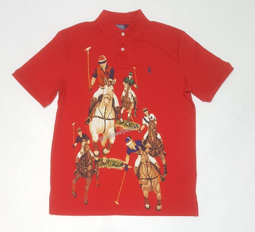 Nwt Polo Ralph Lauren Red Five/5 Horsemen Classic Fit Polo