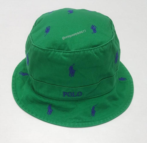 Nwt Polo Ralph Lauren Green Allover Pony Bucket Hat - Unique Style