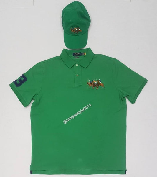 Nwt Polo Ralph Lauren Green Triple Pony Front #3 in Navy Classic Fit Polo - Unique Style