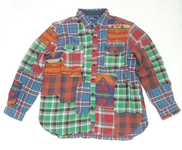 Nwt Polo Ralph Lauren Aztec Patchwork Classic Fit L/S Button Up - Unique Style