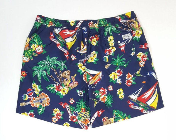 Nwt Polo Ralph Lauren Navy Allover Bear Print Swim Trunks - Unique Style