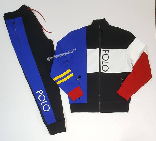 NWT Polo Ralph Lauren NAVY BLUE/WHITE Track Jacket/Pants SET Men's 2XB RED  PONY