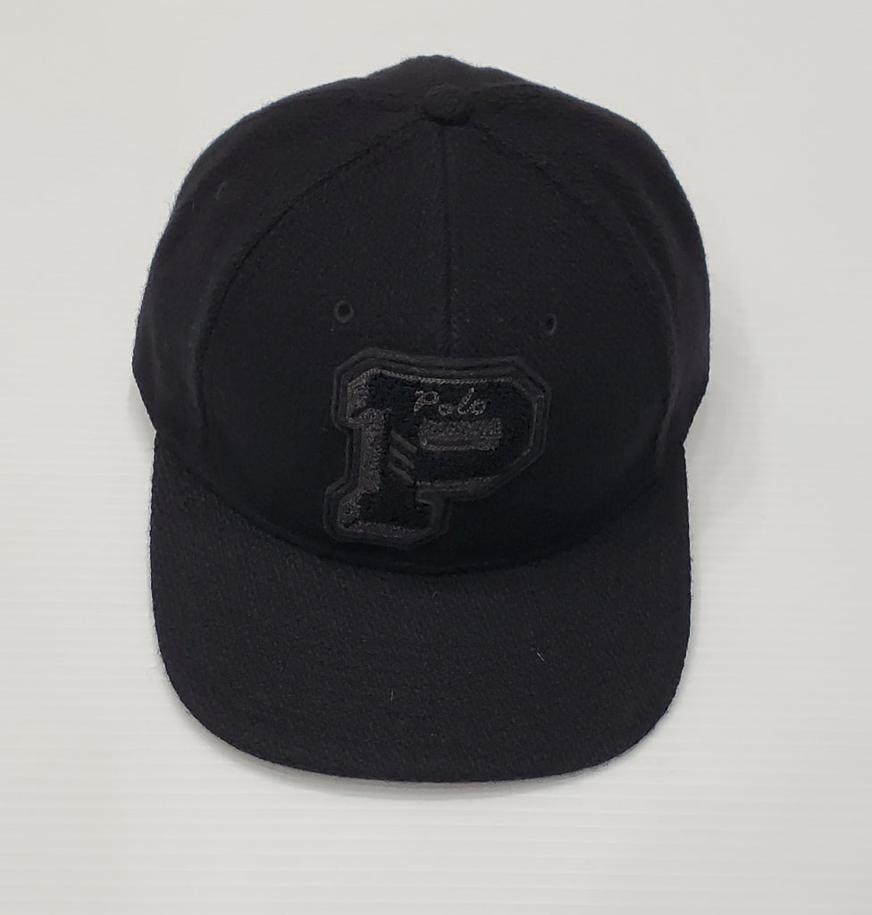 Nwt Polo Ralph Lauren Black 'P' Wool Fitted Hat