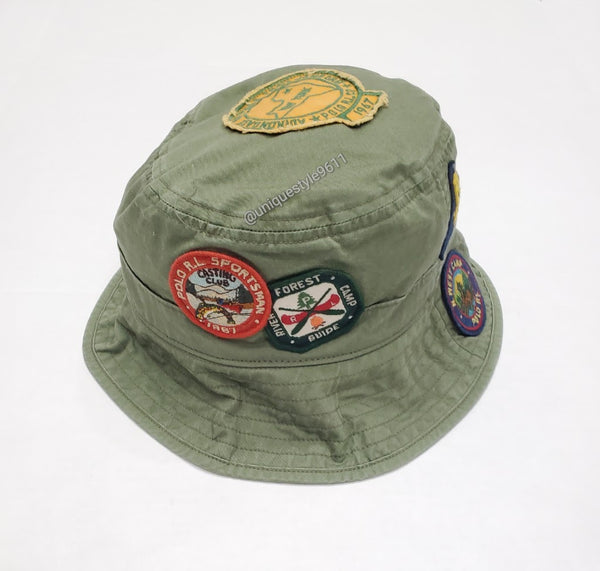 Nwt Polo Ralph Lauren Olive Patches Bucket Hat - Unique Style
