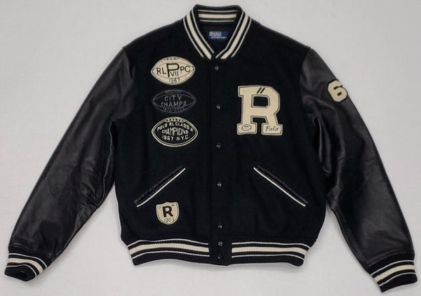 Nwt Polo Ralph Lauren Black 150th Anniversary Limited Edition 1967 Varsity Patches Jacket - Unique Style