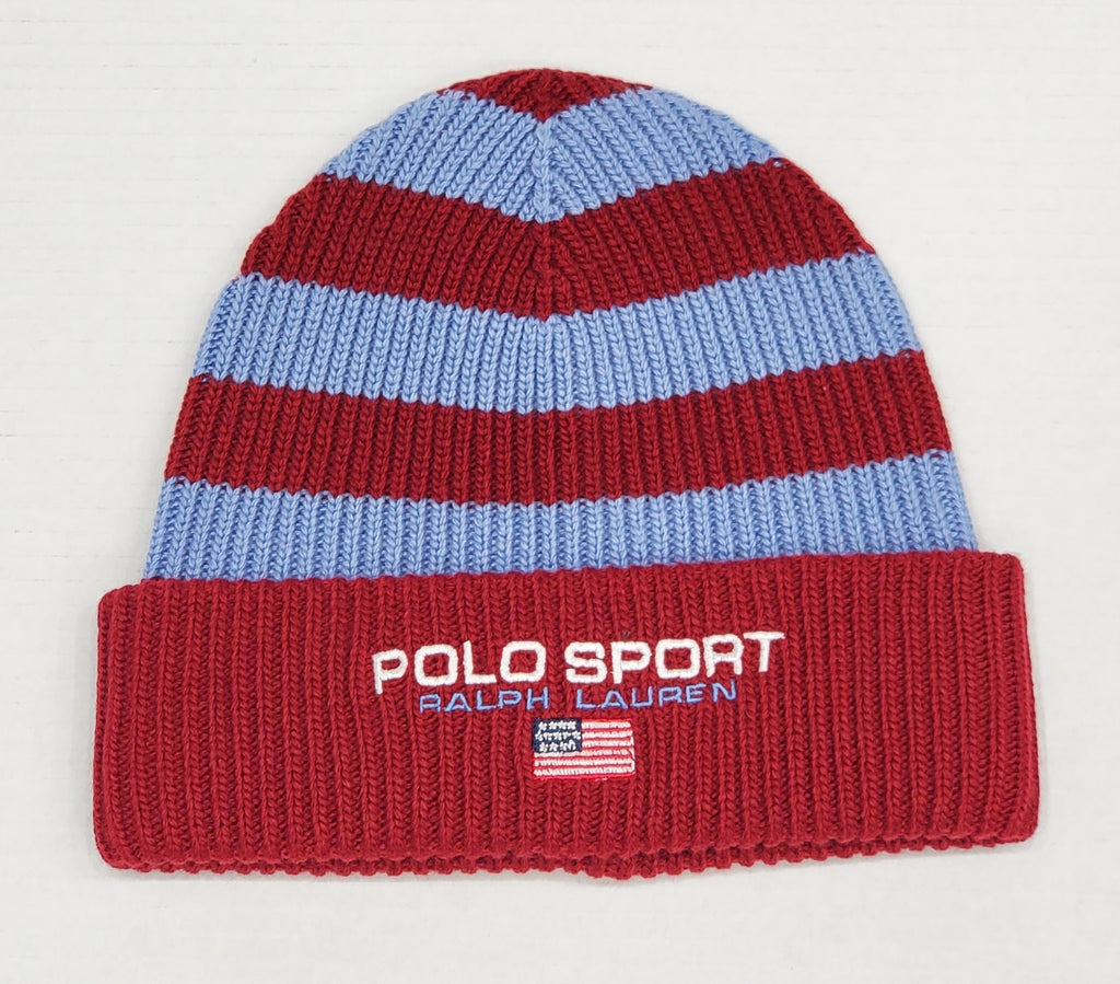 Nwt Polo Ralph Lauren Burgundy Striped Polo Sport Skully