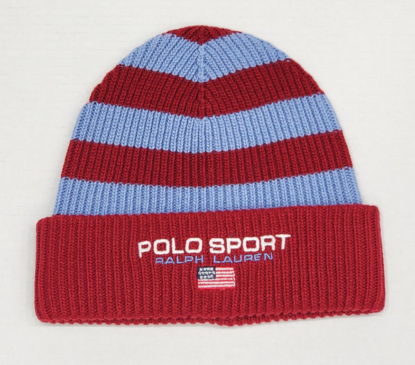 Nwt Polo Ralph Lauren Burgundy Striped Polo Sport Skully - Unique Style