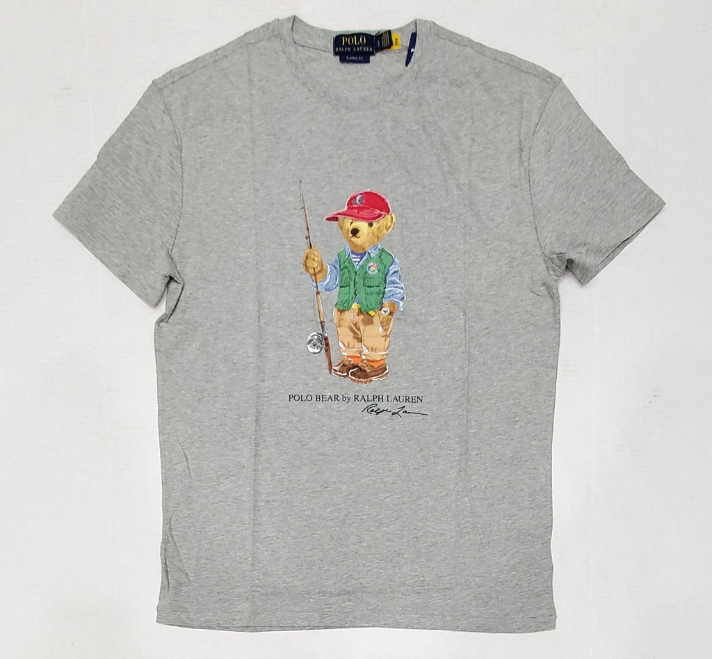 Nwt Polo Ralph Lauren Grey Fishing Bear Classic Fit Tee u