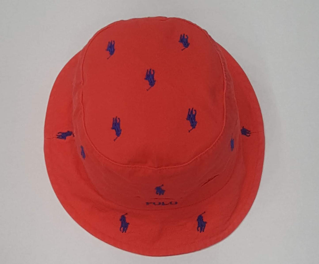 Nwt Polo Ralph Lauren Red Allover Pony Bucket Hat