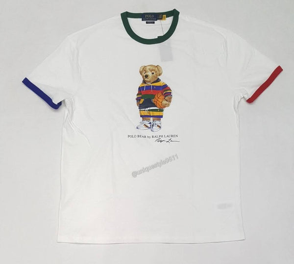 Nwt Polo Ralph Lauren Big & Tall White Stripe Teddy Bear Tee - Unique Style
