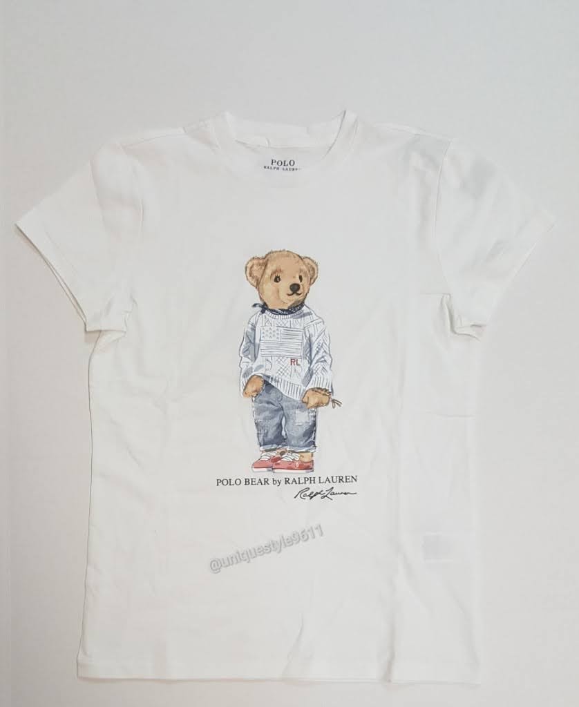 Nwt Polo Ralph Lauren Women's White RL Sweater Teddy Bear Tee