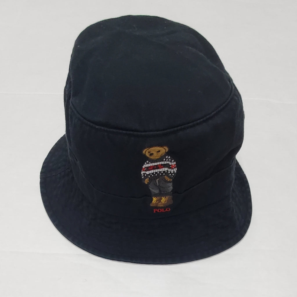 Nwt Polo Ralph Lauren Black Reindeer Teddy Bear Bucket Hat